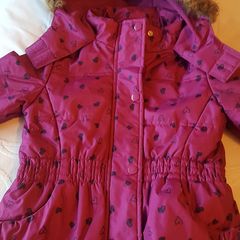 Girls purple pink winter fur coat - as new