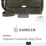 Saddler Uppsala Crossbody Olive Grey Suede Bag Image 6