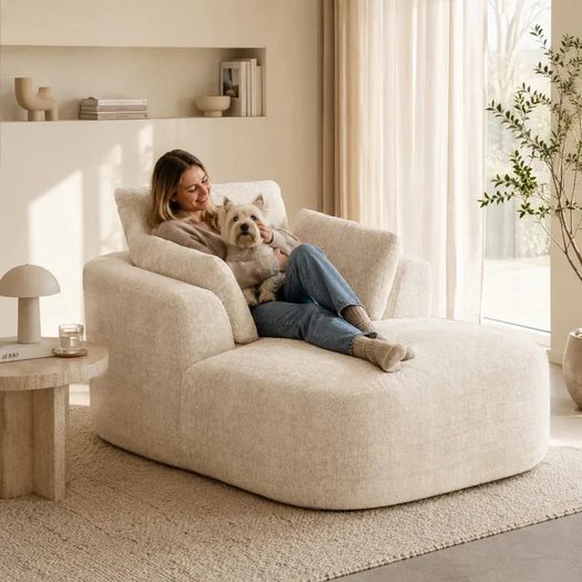 Softy Compressed Indoor Lounge Sofa Chair - Beige