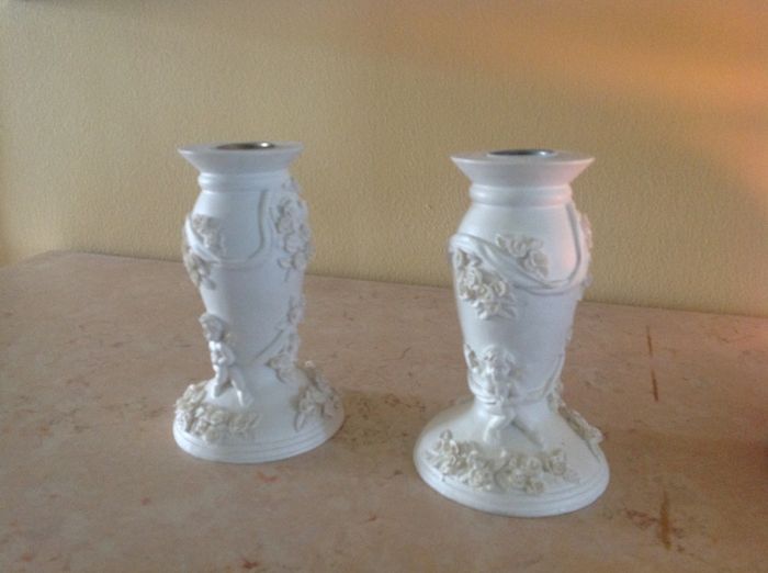 Plaster Cherub candle holders
