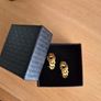 Vintage Gold Tone and Red Crystal Earrings Image 4