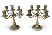 Vintage pair 5 arm brass candelabras