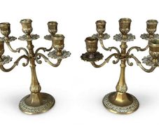 1940s Italian  5 arm brass candelabras