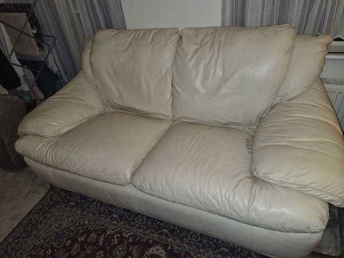 Couch, 2 Seater Cream Leather