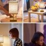 NEW Touch Control Table Lamp,3-Way Dimmable Bedside Lamps Nightstand Lamps with Flaxen Fabric Shade for Bedroom Living Room,LED Bulbs Image 3