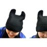 Beanie Hat With Built-in Headphones - Horned Ends, Black Image 7