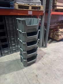 5x open front storage boxes