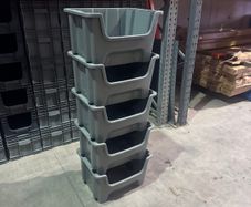 5x open front storage boxes