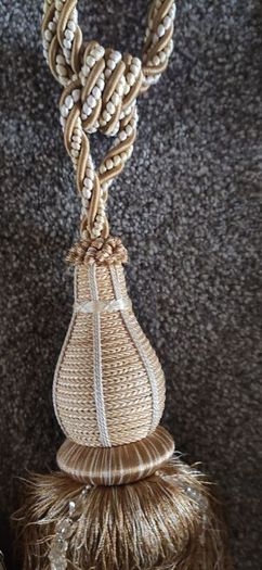4 Extra Large Heavy Luxury Beaded Gold Curtain Tassel Tiebacks