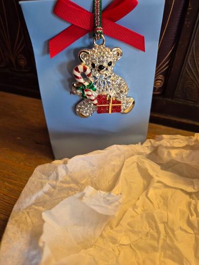 2019 Newbridge Silverware Christmas Bear Ornament, Silver Plated, Mint Condition, Original Packaging