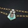 Art Deco Vintage Style Mint Enamel Faux Pearl Gold Bracelet Image 3