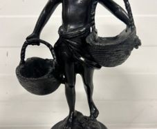 Suzanne Bizard (1873-1963) Girl With Baskets - Bronze, Marble, Signed
