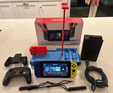 Nintendo Switch Bundle (Boxed): Pro Controller & 256GB SD Blue & Yellow Joy-Cons