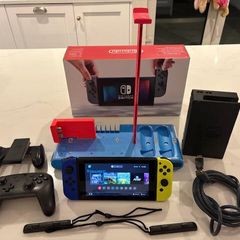 Nintendo Switch Bundle (Boxed): Pro Controller & 256GB SD Blue & Yellow Joy-Cons