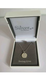 Silver by Absolute Sterling Silver Initial U CZ Disc Pendant Necklace New Boxed  CAN POST
