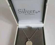 Silver by Absolute Sterling Silver Initial U CZ Disc Pendant Necklace New Boxed  CAN POST