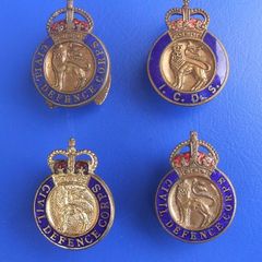 Civil Defence Corps & ICDS (Cold War era) - 4 x civil defence volunteer badge (1940s - 1960s)