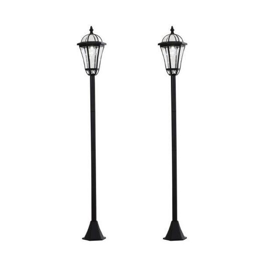 Set of 2 Solar LED Garden Lamp Posts