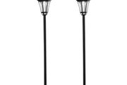 Set of 2 Solar LED Garden Lamp Posts