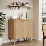 Sideboard, Buffet Storage Cabinet with Fluted Decorating, Sideboard Storage Cabinet with 2 Doors & Adjustable Shelf, Kitchen Cupboard for Living Room, Dining Room, 35 x 77 x 78 cm, Oak Image 2