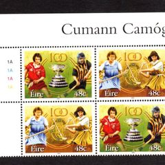 2004 Ireland Centenary of Camogie Commemorative Stamps Plate Block 1A1A1A1A Mint Never Hinged (MNH)