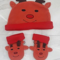 Christmas reindeer hat and glove set