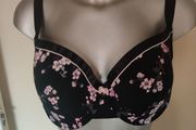 Janina curved black floral padded underwired bra size UK40C EU90C Perfect condition Postage included