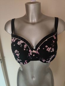 Janina curved black floral padded underwired bra size UK40C EU90C Perfect condition Postage included