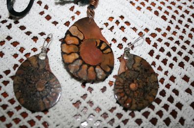 Shell fossil ,Necklace and earings