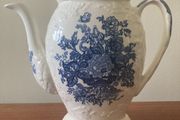 Blue/White Mason "Ascot in Oak/Hanging Basket" Vintage Coffee/Teapot