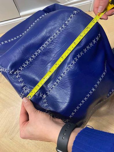 Navy, leather footer