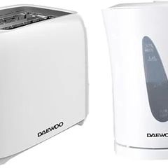 Essentials Plastic 1.7 Litre Kettle and 2 Slice Toaster Set White, Breakfast Combo, Fill Roughly 7 Cups in One Boil, Visible Water Window and Variable Browning Controls, Clean Simple Design