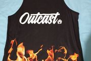 outcast black flame small medium tank top