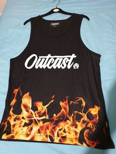 outcast black flame small medium tank top