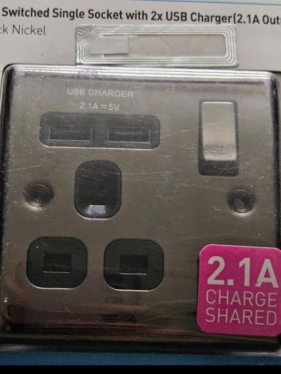 BN single black nickel sockets with usb charger