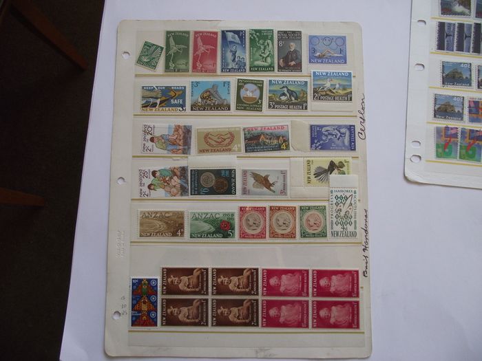 The collection of old stamps from New Zealand on stock cards (from Queen Victoria up to 1980s)