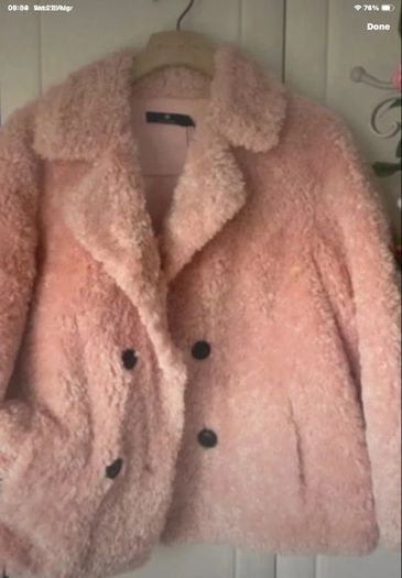 jacket Bnwt pink fluffy teddy style baloot brand size small double breasted jacket