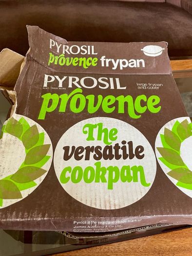 New Vintage Pyrosil Casserole Dish Spice of Life La Romarin 1970s with Lid and Original Box Unused