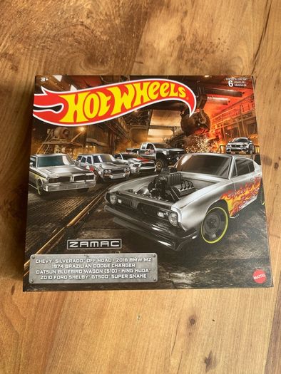 Hot Wheels Rare Zamac 6 Car Multi Pack- Chevy Silverado off road, 2016 BMW M2, 1974 Brazilian Dodge Charger, Datsun Bluebird Wagon (510), King Kuda, 2010 Ford GT500 Super Snake