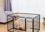 Dog Crate  puppy fence, free-range enclosure, puppy playpen, animal playpen for dogs, 122 x 80 x 70 cm, black