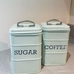 KitchenCraft Living Nostalgia Coffee & Sugar Storage Canister, 11 x 17 cm  Vintage Blue