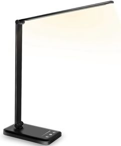 SLATOR Desk lamp,Eye-caring Aluminium Dimmable Bedside lamp with USB Charging Port, 5 Light Modes x 10 Brightness Levels,Touch Control, for Home,Office,Bedroom,Reading,Work,Study, 5V, 1.2A