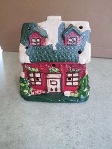 Vintage winter cottage battery candle.