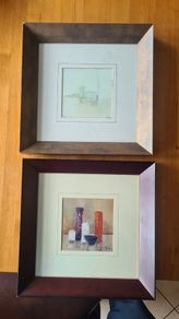 2 X Fabolous Recessed Framed Prints. 1 X Veronique Mansaret 14x14 Cm. I X Gibriella Benevlenza 14x14cm.both Framed By Roy Edwards Fine Art. See Photos For Same.