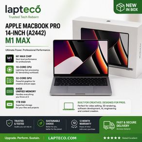 Apple Macbook Pro 14" A2442 | M1 Max | 64gb Ram | 1tb Ssd | 10-core Cpu | 32-core Gpu | New In Box