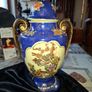 Vintage Twin Handled Japanese Cobalt Blue & Gold Lidded Urn or Amphora Vase, Postage available or Collection Image 4