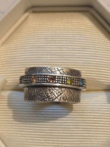Heavy 925 Sterling Silver Multi Gemstone Ring