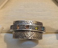 Heavy 925 Sterling Silver Multi Gemstone Ring