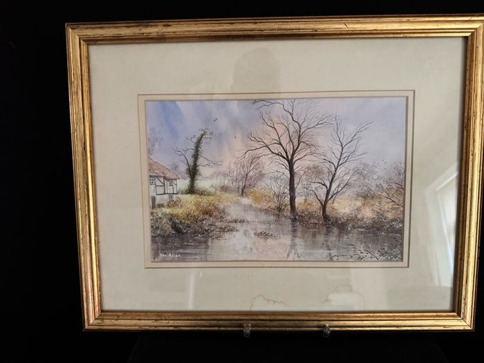 Original Framed Painting "Tranquil River" by Des Allen (44 x 34cm)
