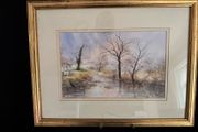 Original Framed Painting "Tranquil River" by Des Allen (44 x 34cm)
